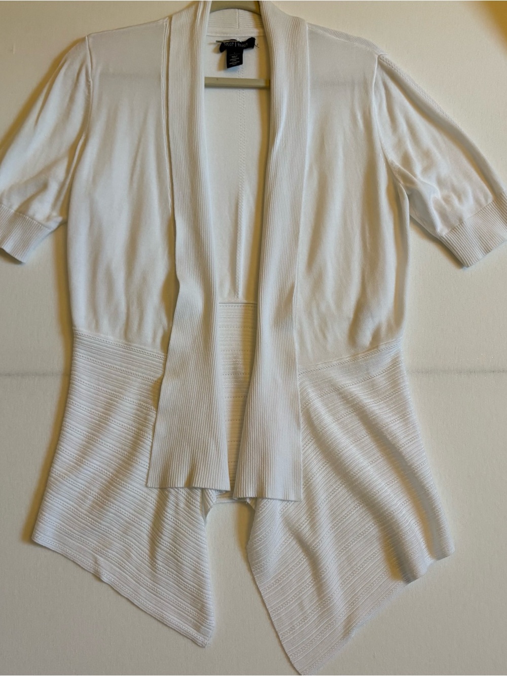 White House Black Market White Open-Front Short-Sleeve Cardigan